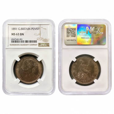 Victorian 1891 Penny NGC MS63 BN Freeman 132