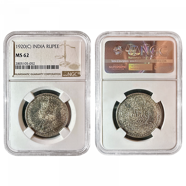 George V Indian 1920 Rupee Calcutta NGC MS62 