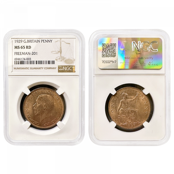 1929 Penny NGC MS65 Red - Freeman 201