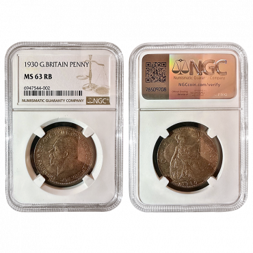 George V 1930 Penny NGC MS63 Red Brown - Freeman 203