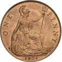 George V 1921 Penny NGC MS64 Red Brown - Freeman 190