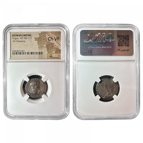 Roman Empire, Trajan AD 98-117 Denarius NGC VF